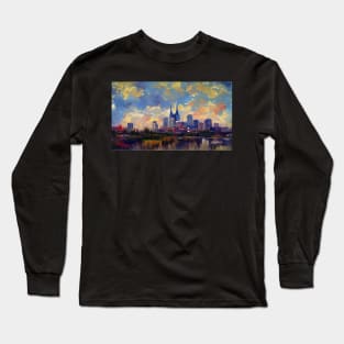 Nashville skyline Claude Monet Long Sleeve T-Shirt